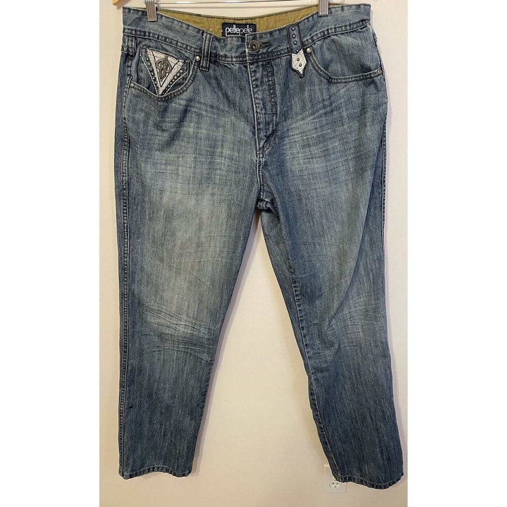 Pelle Pelle Jeans Men Light Wash‎ Straight Leg 36x34 Vintage Hiphop Skate